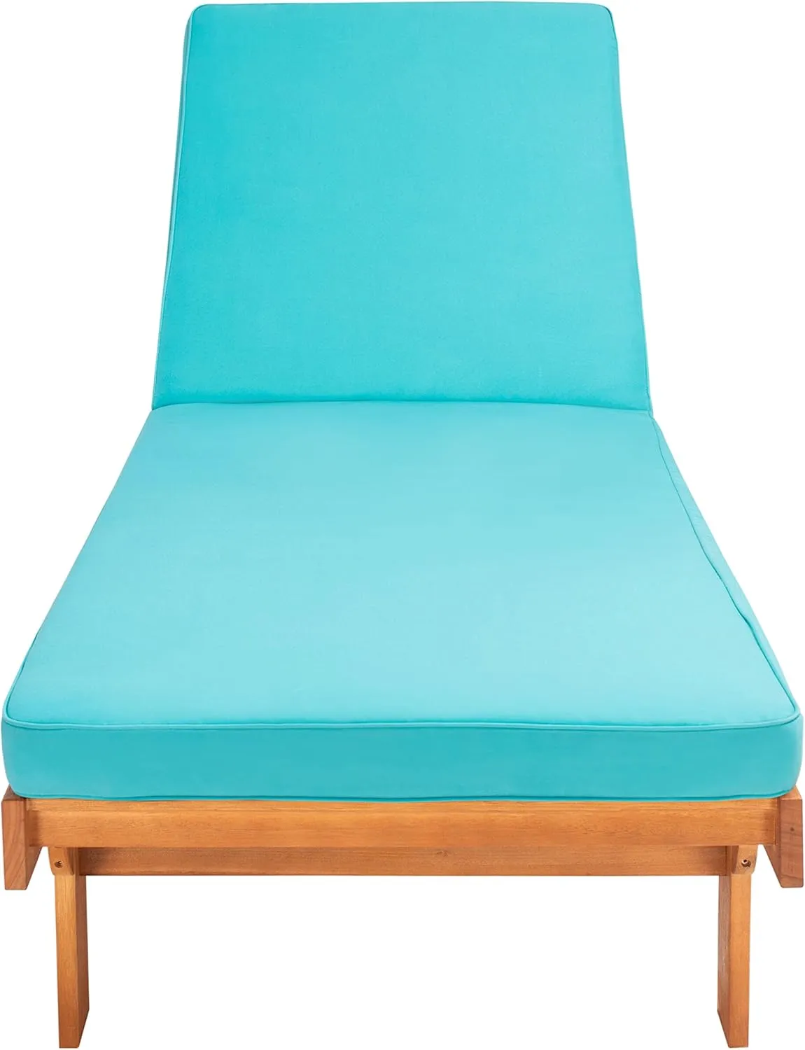 SAFAVIEH Outdoor Collection Newport Natural/ Aqua Cushion Built-in Side Table Adjustable Chaise Lounge Chair