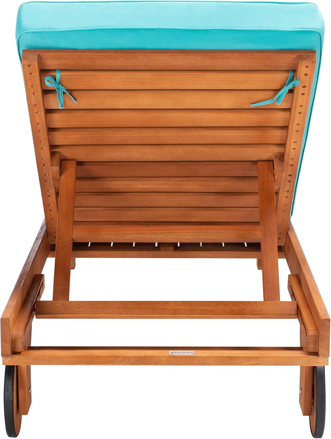 SAFAVIEH Outdoor Collection Newport Natural/ Aqua Cushion Built-in Side Table Adjustable Chaise Lounge Chair