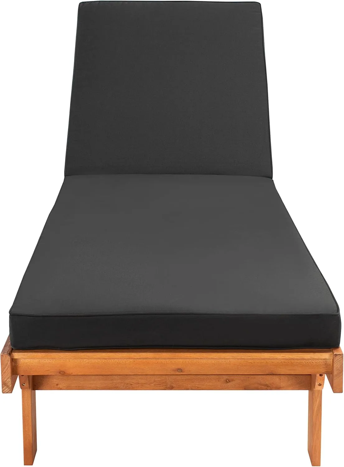 SAFAVIEH Outdoor Collection Newport Natural/ Black Cushion Built-in Side Table Adjustable Chaise Lounge Chair