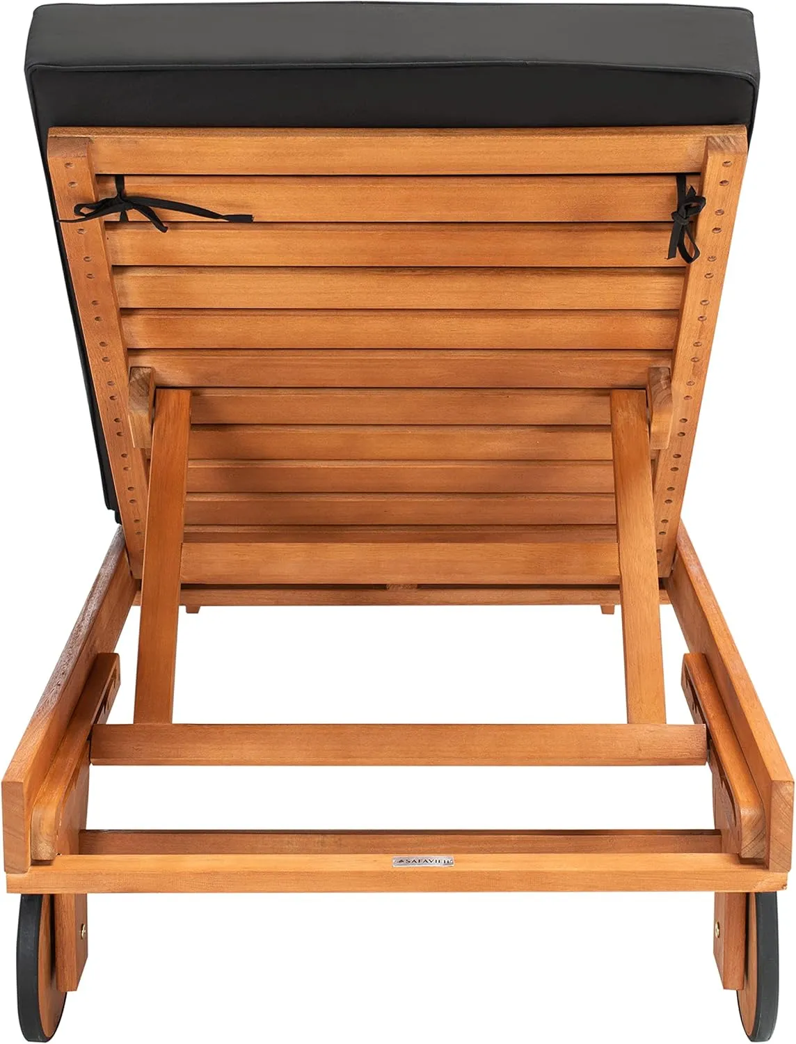 SAFAVIEH Outdoor Collection Newport Natural/ Black Cushion Built-in Side Table Adjustable Chaise Lounge Chair