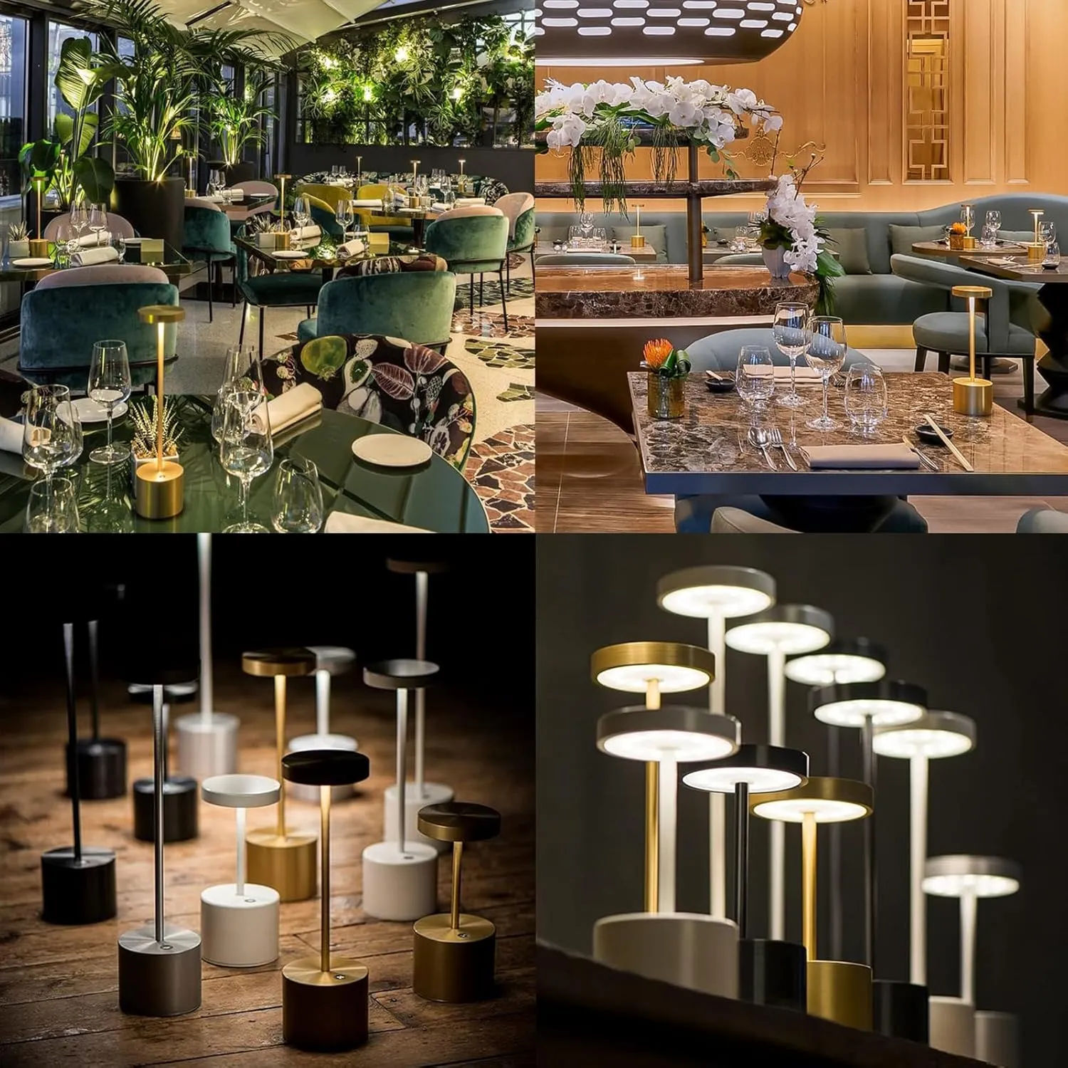 SAKRINGT 2 Pack Cordless Table Lamp Rechargeable, 5000mAh Battery Operated Portable Table Light,Dimming LED Table Lamp for Restaurant/Patio/Outdoor(Gold)