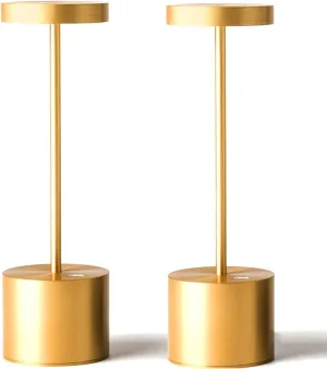 SAKRINGT 2 Pack Cordless Table Lamp Rechargeable, 5000mAh Battery Operated Portable Table Light,Dimming LED Table Lamp for Restaurant/Patio/Outdoor(Gold)