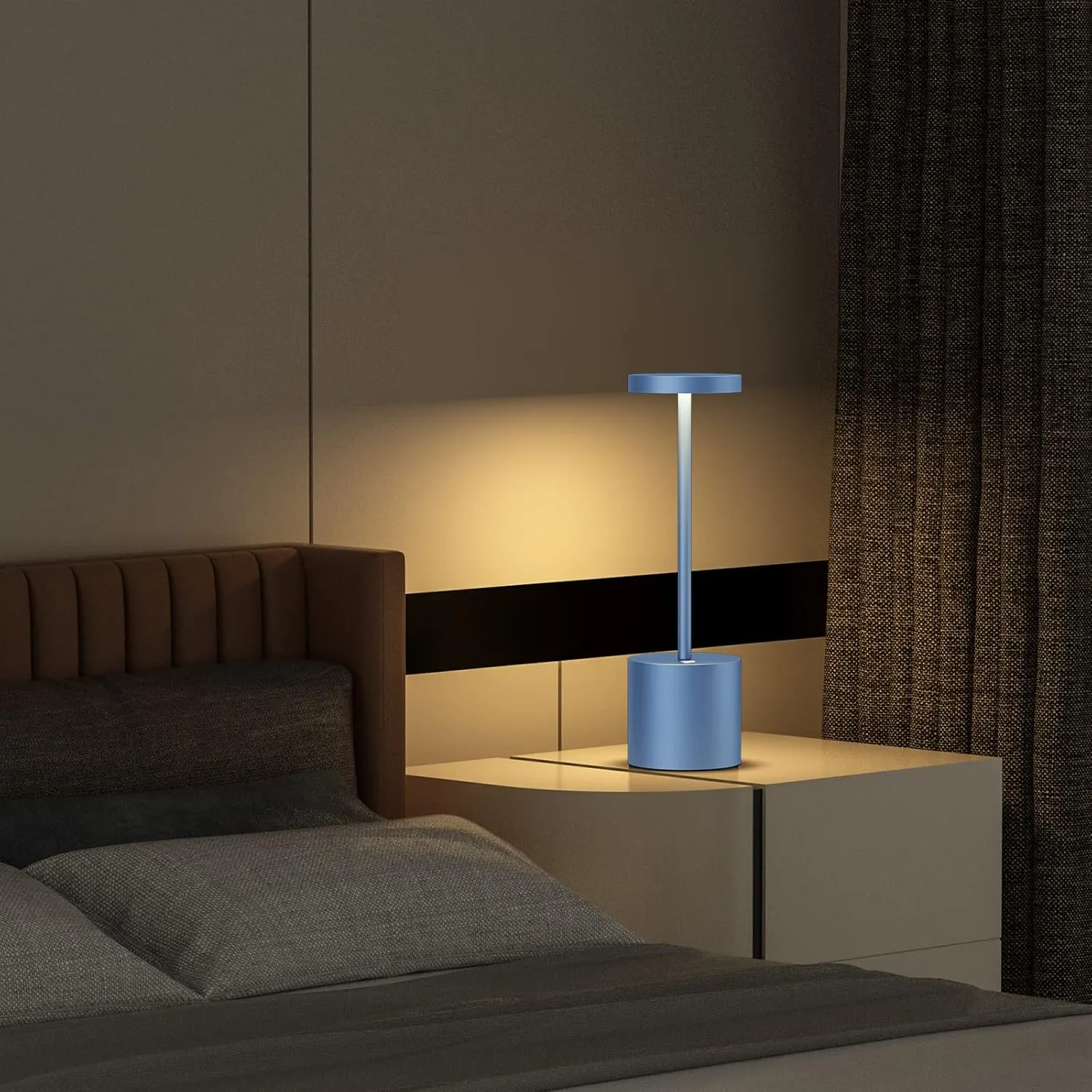 SAKRINGT 2 Pack Cordless Table Lamp Rechargeable,5000mAh Battery Powered Table Light, Dimming Portable LED Desk Lamp for Restaurant/Outdoor(Blue)