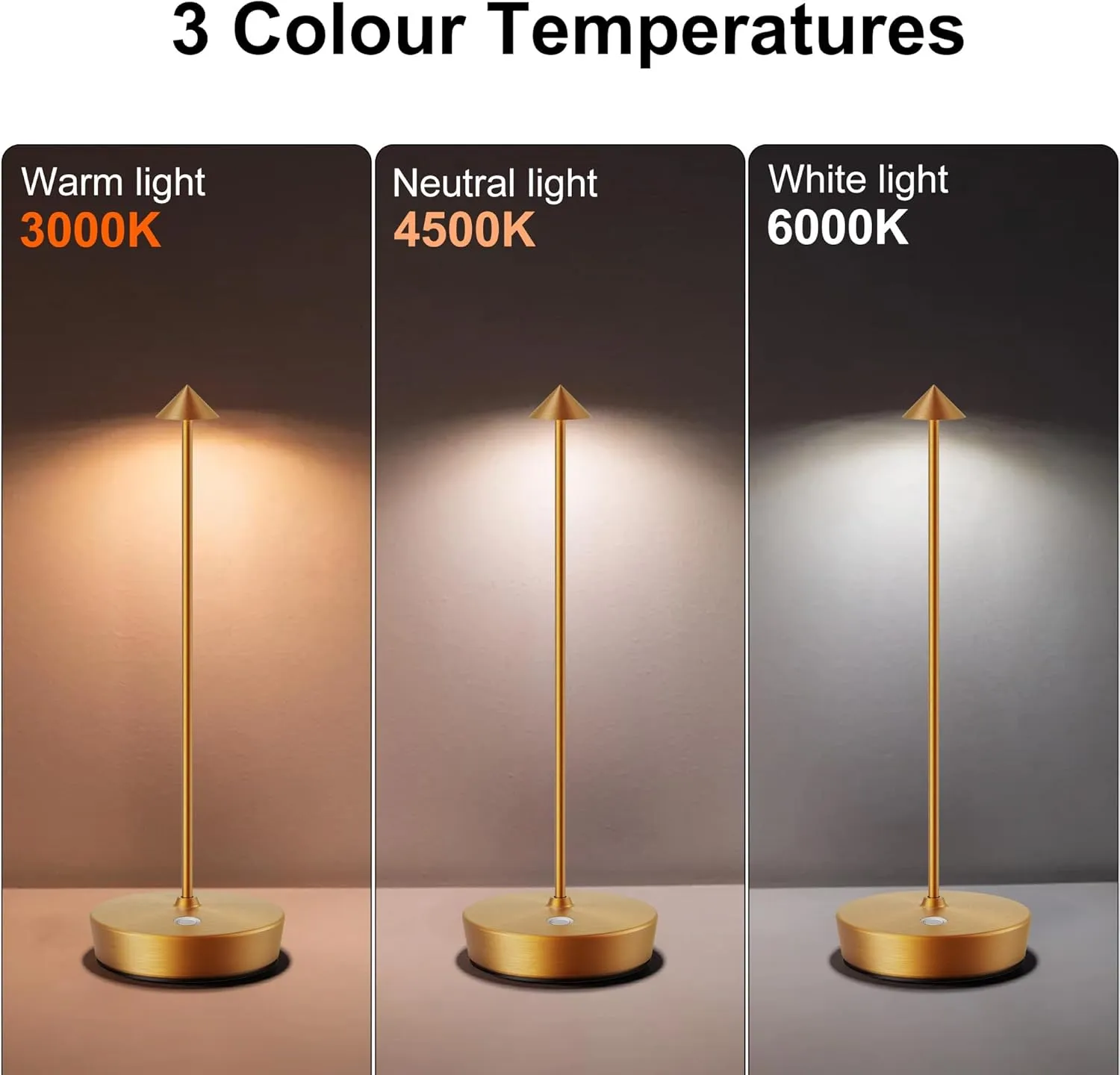 SAKRINGT 2 Pack Cordless Table Lamps Rechargeable, 6000mAh Battery Operated Waterproof Stepless Dimming Modern Portable LED Table Light for Restaurant Dining Patio Outdoor