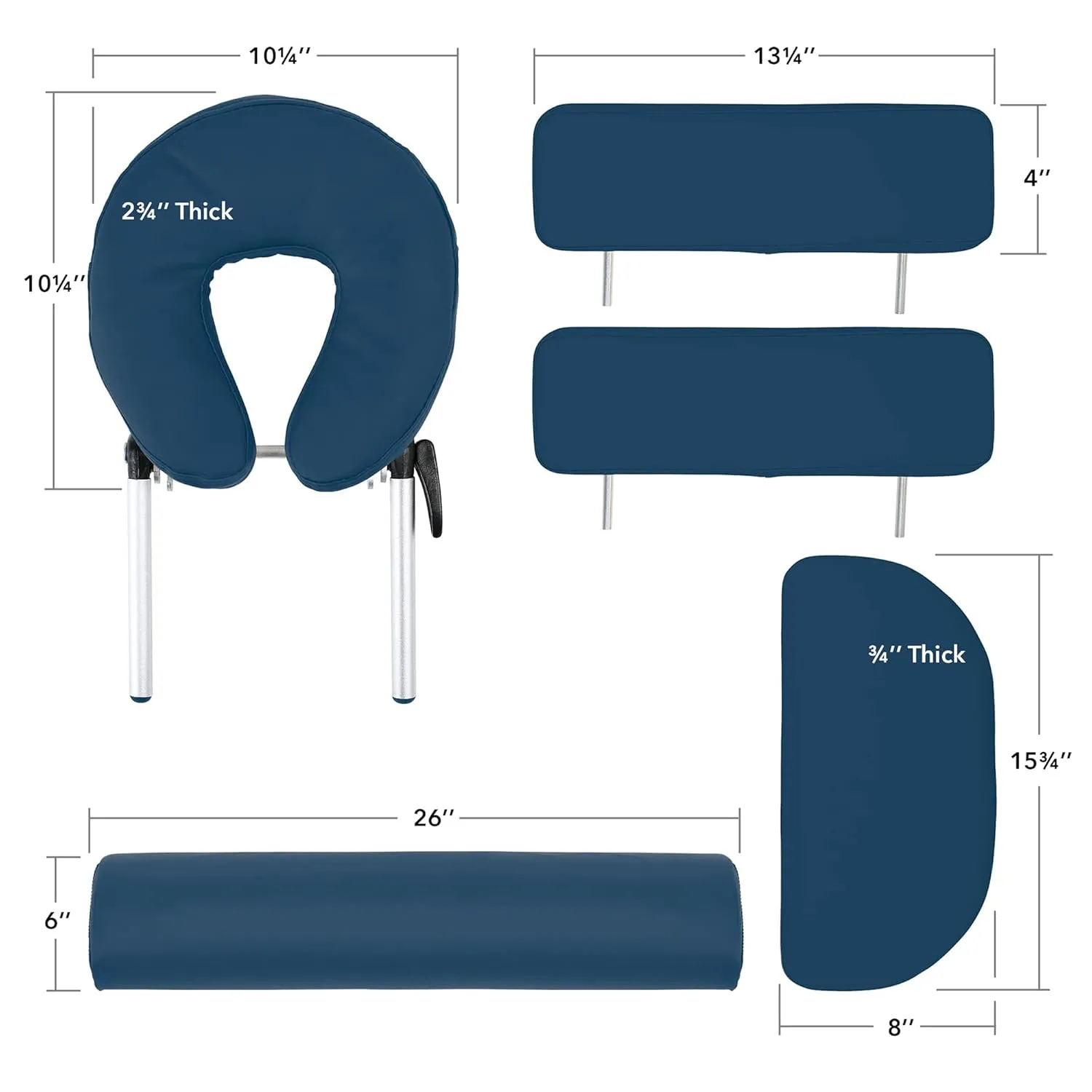 Saloniture Professional Portable Massage Table with Backrest - Blue