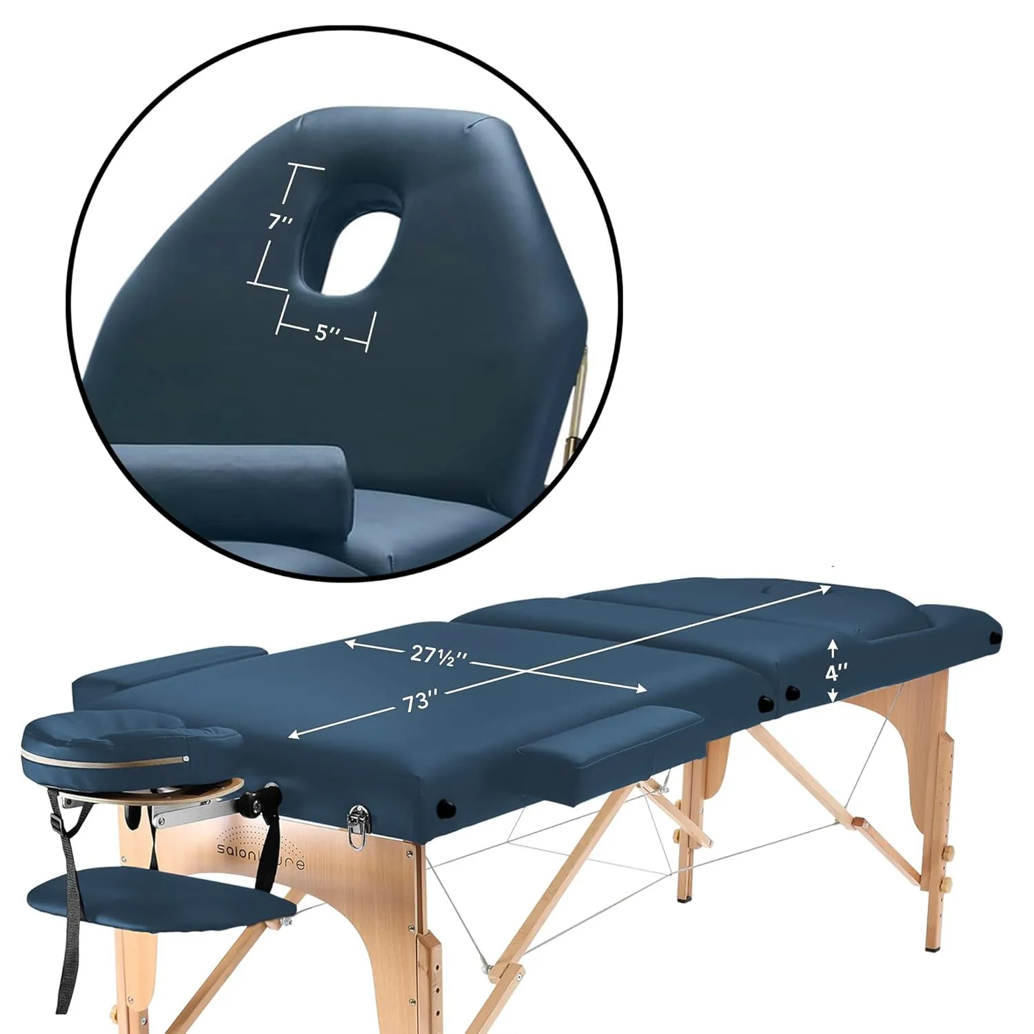 Saloniture Professional Portable Massage Table with Backrest - Blue