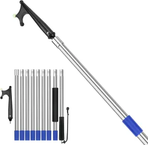 SANLIKE Boat Hooks for Docking 12FT Extension Pole Hook, 9-Sections Adjustable Boat Pole Marine Dock Stick Pontoon Boat Hook Pole