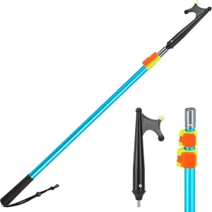 SANLIKE Boat Hooks for Docking Heavy Duty Telescoping Extension Pole Hook with Luminous Bead, Lightweight Floating, Non-Slip Rubber Handle, Durable & Rust-Resistant