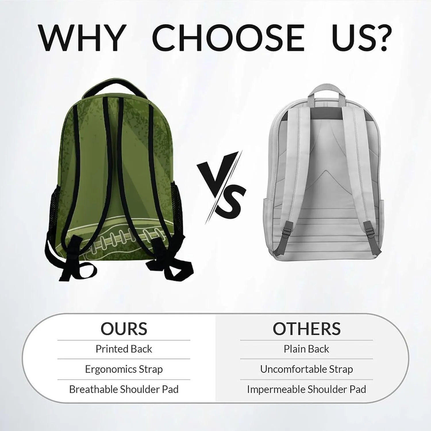 School Backpack for Boys - Football Bookbag - Lightweight Durable Large Capacity - 17 Inch Green Kid Backpack for School, Travel and Camp
