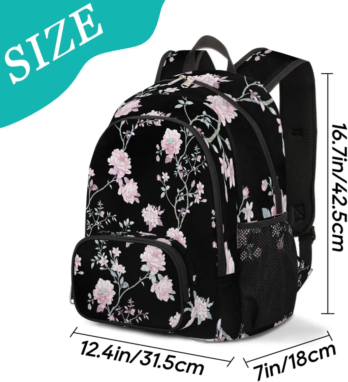 School Backpack for Girls Teens - Waterproof College School Bag Bookbag Daypack Travel Backpack for Woman Man,Vintage Flower