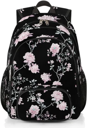 School Backpack for Girls Teens - Waterproof College School Bag Bookbag Daypack Travel Backpack for Woman Man,Vintage Flower