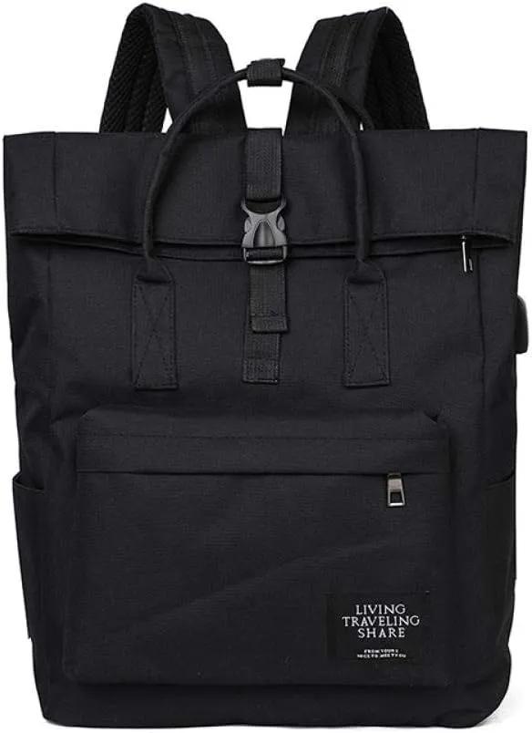 School bags backpacks roll-up campus backpacks for men and women 16-inch computer bags large backpacks-black_16 inch