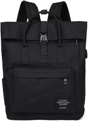 School bags backpacks roll-up campus backpacks for men and women 16-inch computer bags large backpacks-black_16 inch