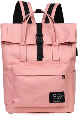 School bags backpacks roll-up campus backpacks for men and women 16-inch computer bags large backpacks-Pink_16 inch