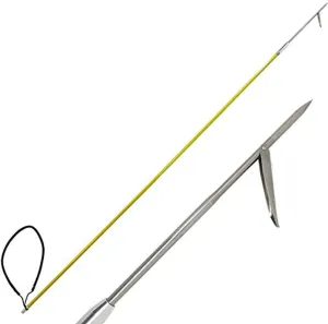 Scuba Choice 7' One-Piece Spearfishing Pole Spear, Durable Fiber Glass with Stainless Steel 1-Prong Single Barb Tip, Black Rubber Sling, 8mm Thread for Precision and Strength