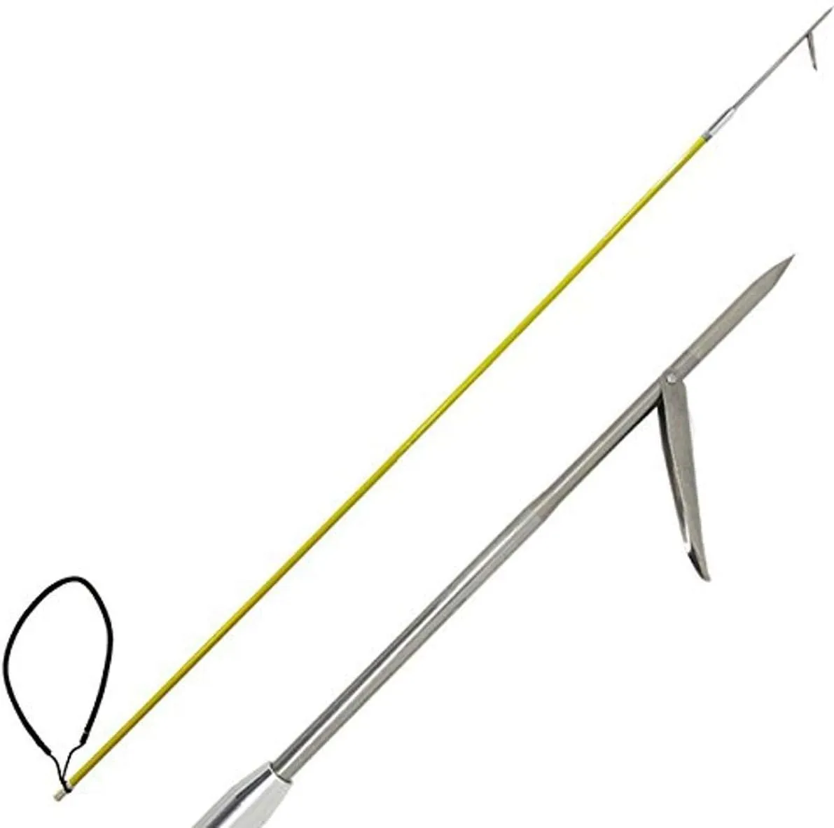 Scuba Choice 7' One-Piece Spearfishing Pole Spear, Durable Fiber Glass with Stainless Steel 1-Prong Single Barb Tip, Black Rubber Sling, 8mm Thread for Precision and Strength