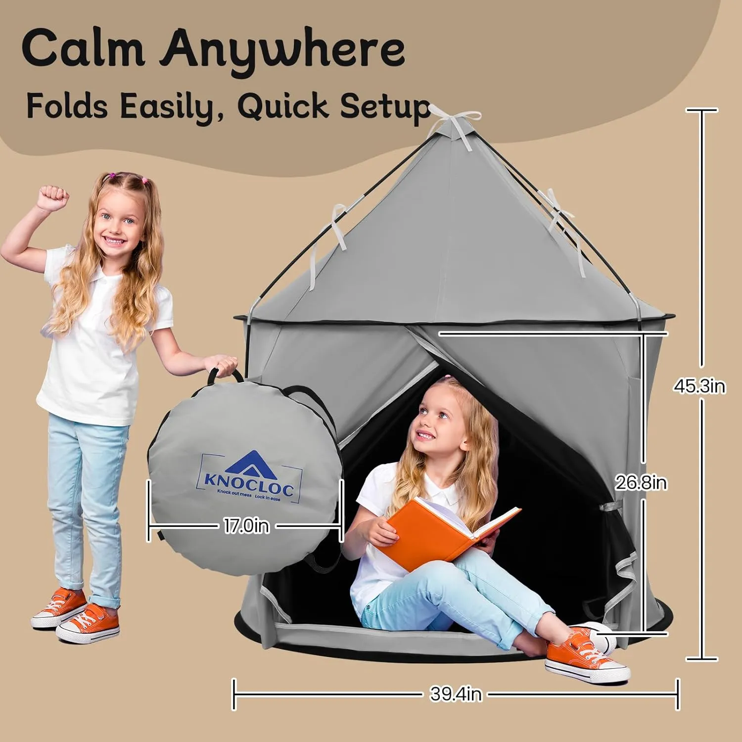 Sensory Tent for Kids with Autism, CPC Certified, Breeze Design, Blackout Tent for Kids Calming Down, Portable and Easy Setup 45 * 39 * 39 in