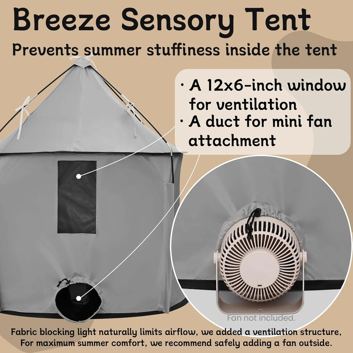 Sensory Tent for Kids with Autism, CPC Certified, Breeze Design, Blackout Tent for Kids Calming Down, Portable and Easy Setup 45 * 39 * 39 in