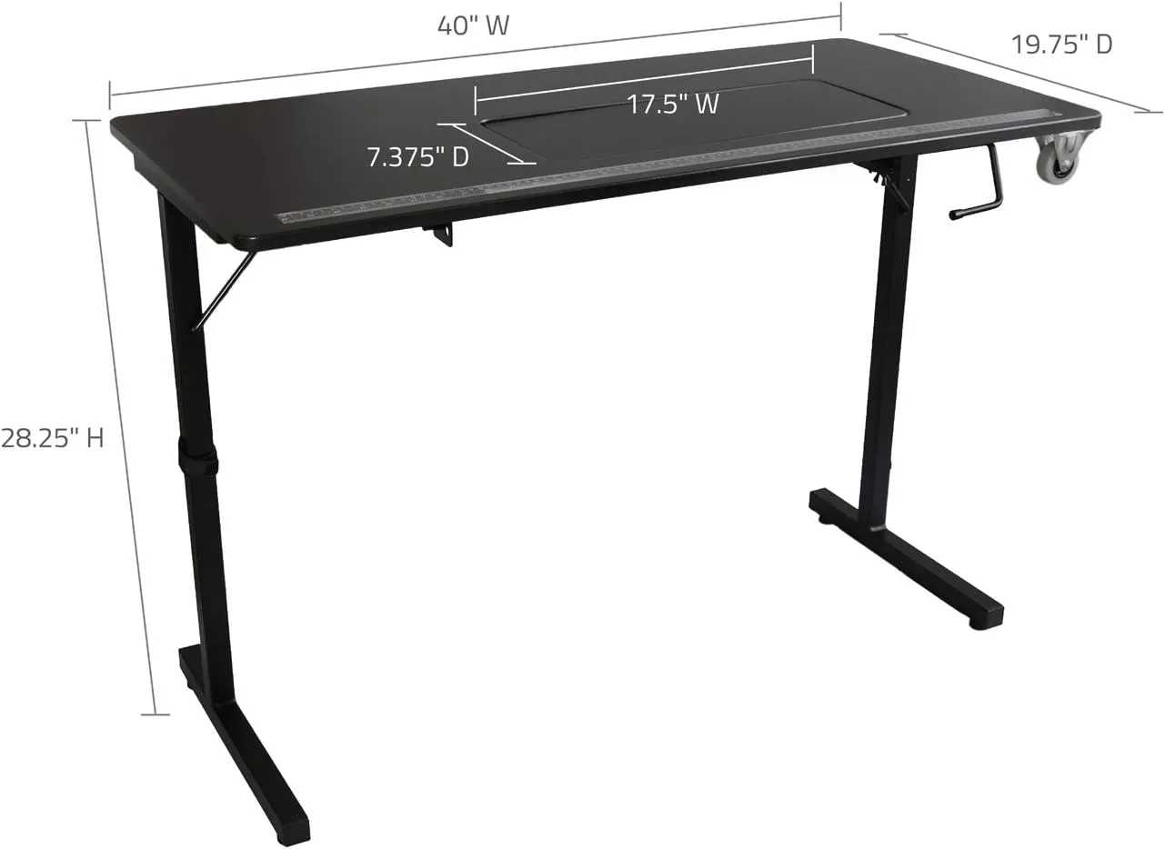 SewingRite SewStation 101 Portable Folding Sewing Table with Steel Legs, Black - Perfect for Home, Office and Business