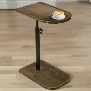 Side Table Sofa Tray for Couch - Adjustable/360° Swivel TV Tray Tables with Phone & Tablet Slot, Small Spaces Snack Trays C-Shaped End Table for Bed, Living Room, Office (Rustic Gray)