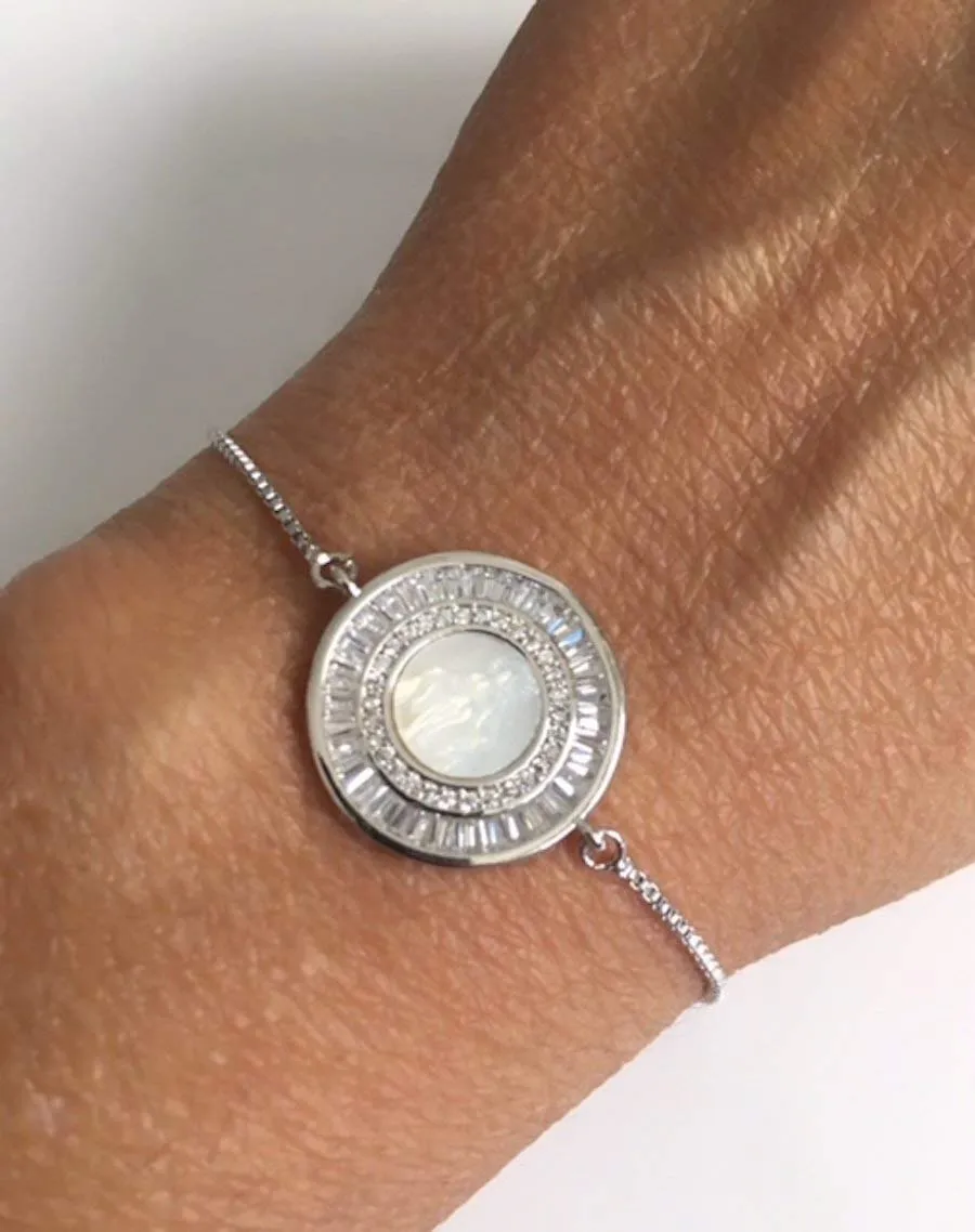 Silver Plated Miraculous Medal Adjustable Bolo Chain Bracelet Virgen de La Milagrosa