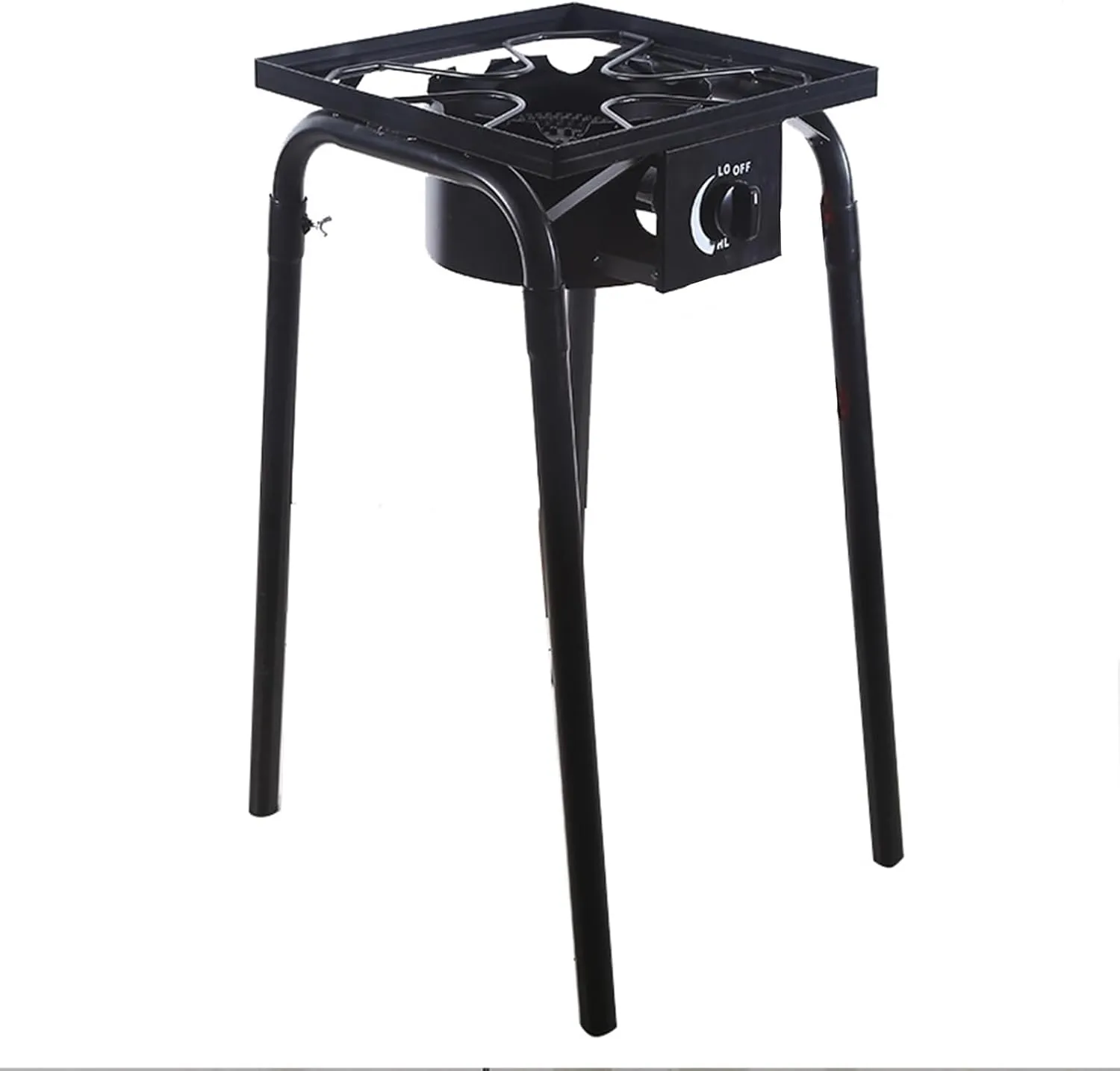 Single Burner Camp Stove with Regulator & Detachable Legs Camping Burners for Cooking, Outdoor Gas Camping Stove Propane Cooker Cast Iron, 100,000-BTU Black