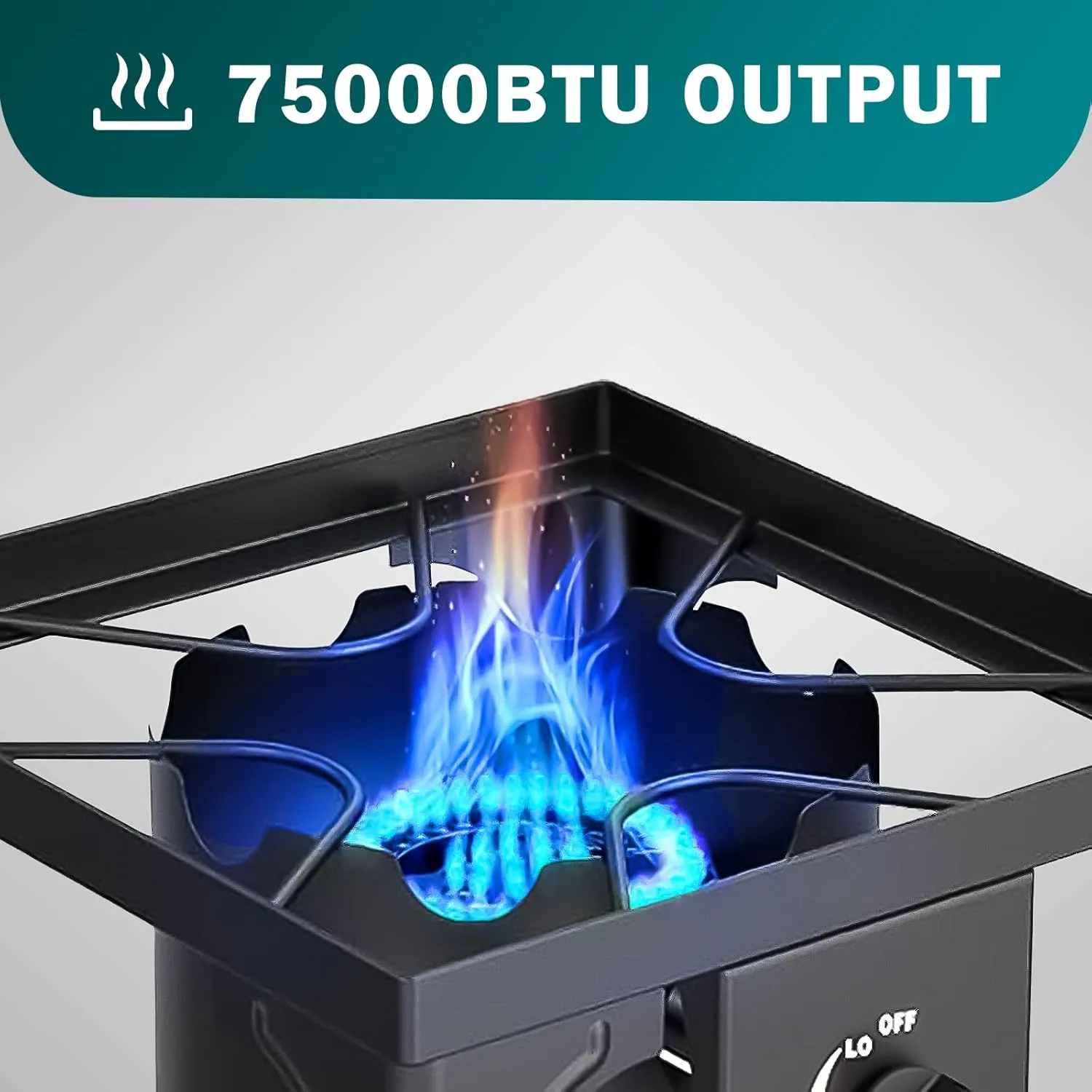 Single Burner Propane Stove, 75,000 BTU/hr, High Pressure Outdoor Propane Burner with 0-20 PSI Regulator and 4ft Hose, Gas Stove for Patio Backyard Camping with Detachable Stand Legs