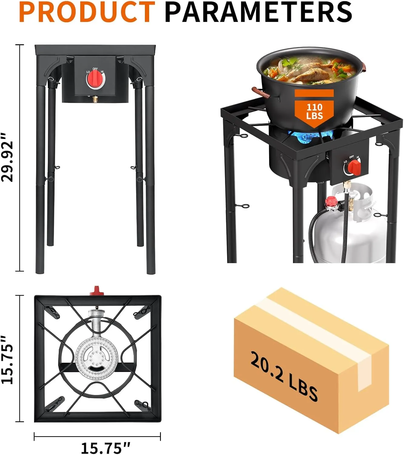 SKOK High Pressure 1/2/3 Burners Propane Camping Stove, Propane Burners for Outdoor Cooking