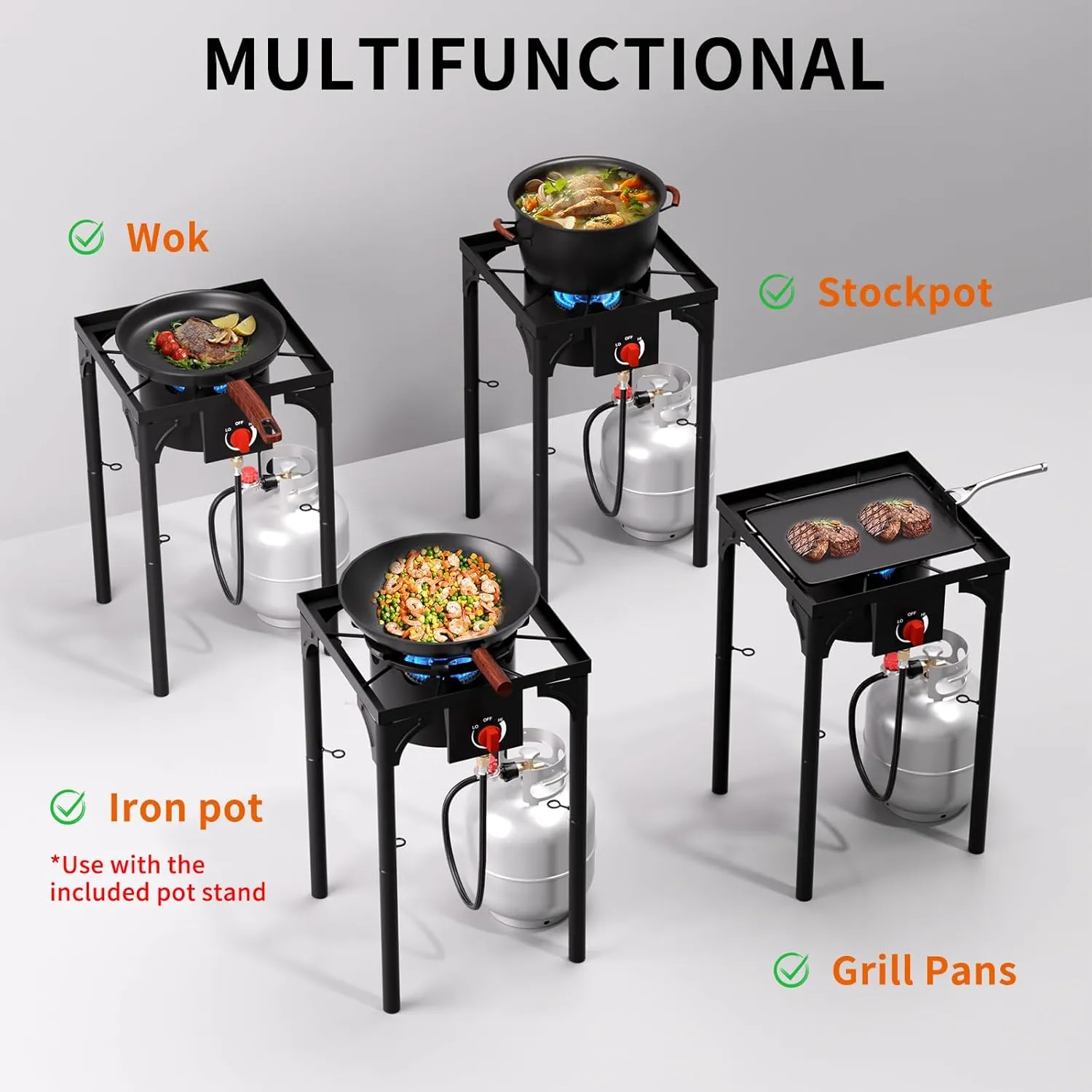 SKOK High Pressure 1/2/3 Burners Propane Camping Stove, Propane Burners for Outdoor Cooking
