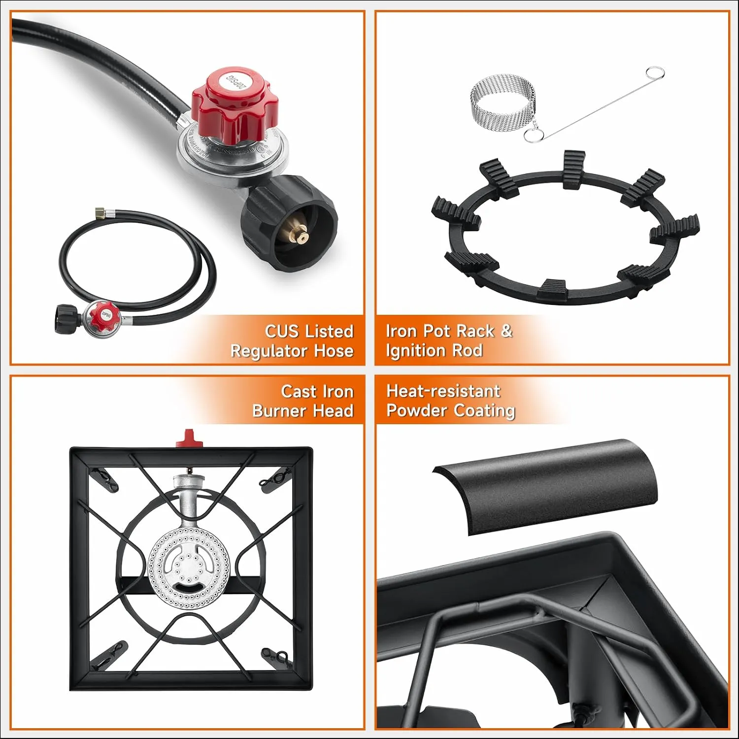 SKOK High Pressure 1/2/3 Burners Propane Camping Stove, Propane Burners for Outdoor Cooking