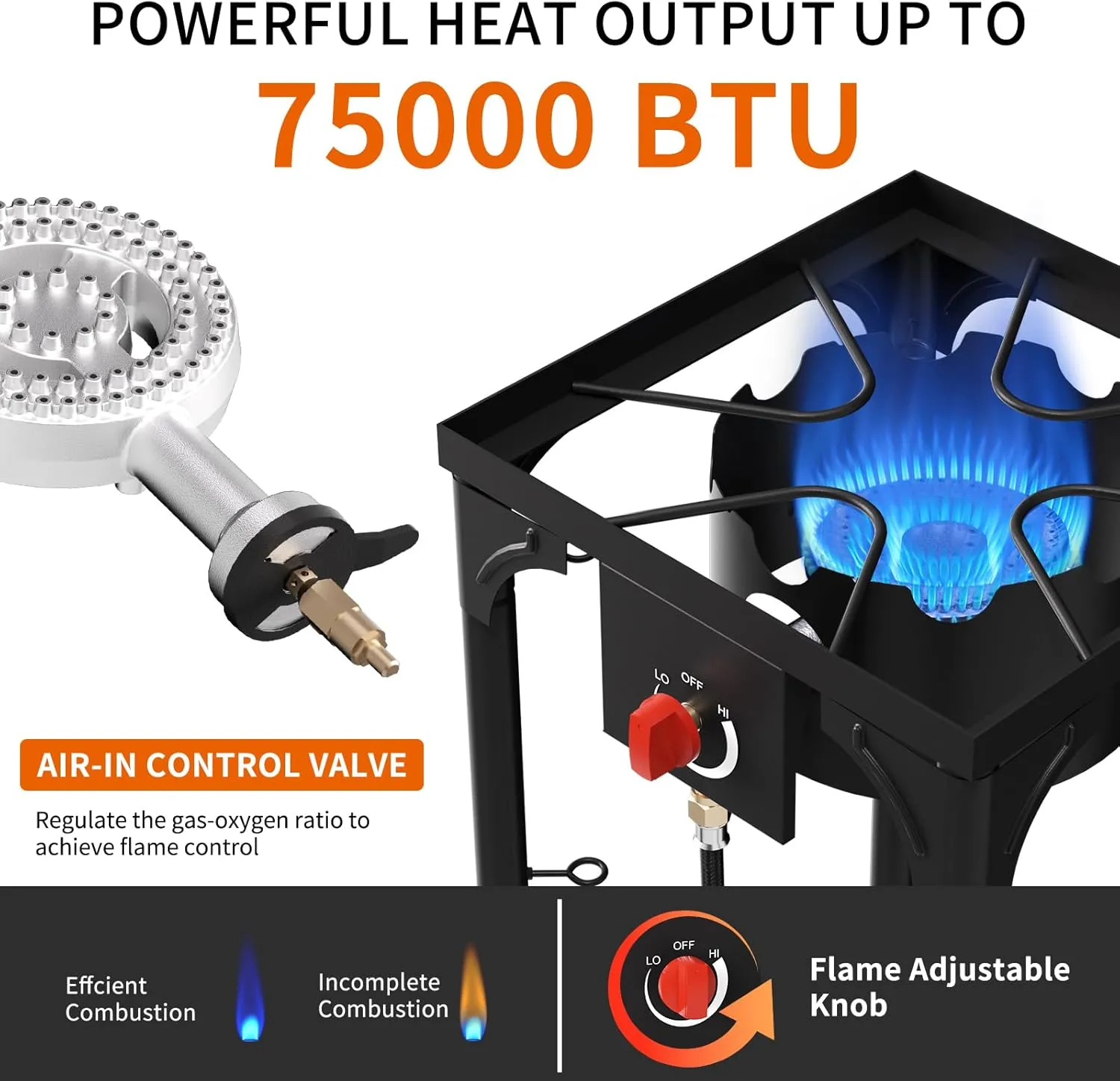 SKOK High Pressure 1/2/3 Burners Propane Camping Stove, Propane Burners for Outdoor Cooking