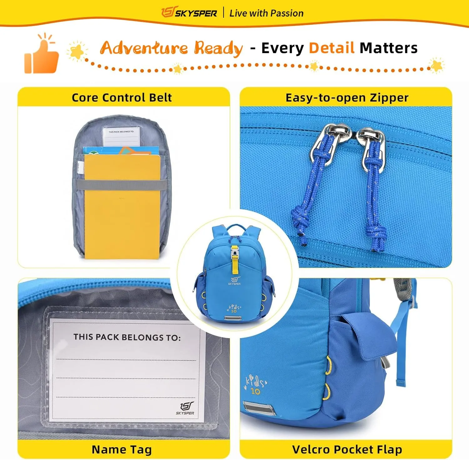 SKYSPER Kids Backpack 10L Toddler Backpack Travel Daypack for Preschool and Kindergarten(Sky Blue)