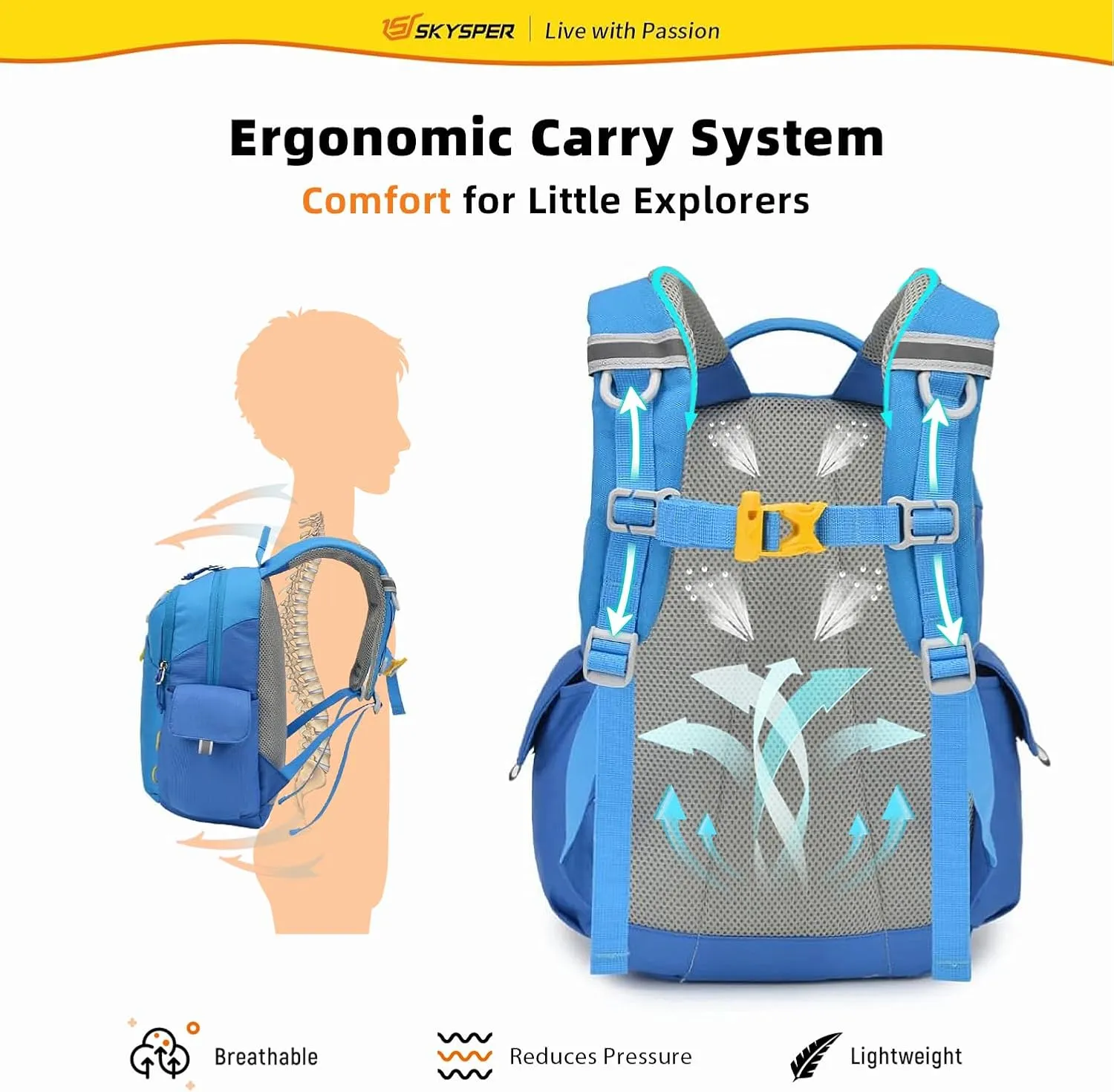 SKYSPER Kids Backpack 10L Toddler Backpack Travel Daypack for Preschool and Kindergarten(Sky Blue)