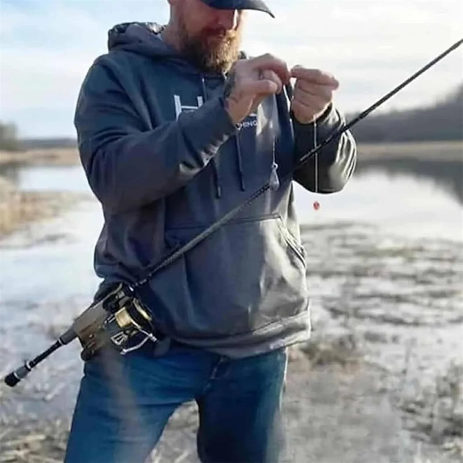 Slide-in Fishing Rod Hip Holster, Portable Pole Inserter, Adjustable Hands Free Rod Holder, for Wading, Surf, Fly & Bank Fishing – Quick Draw Waist Belt Gear Durable