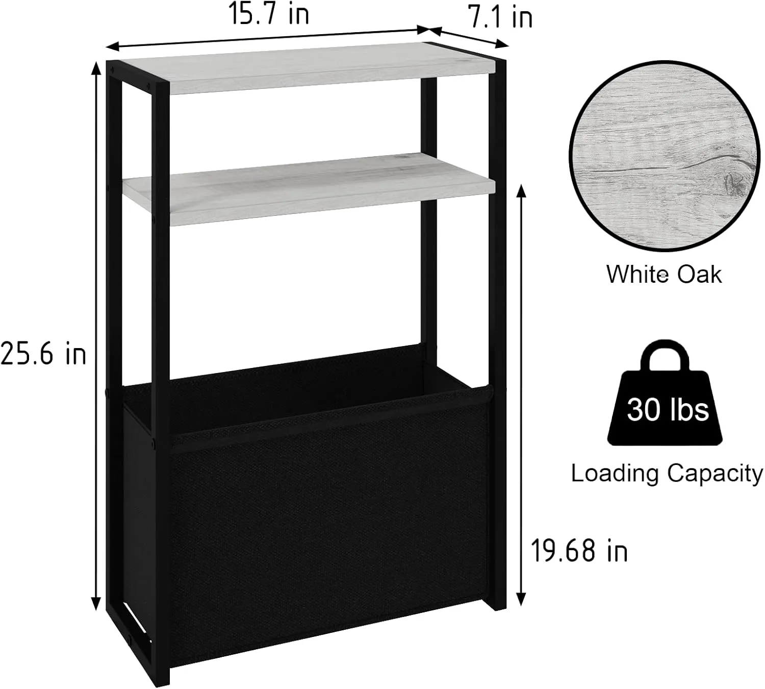 Slim Side Tale, Thin Side Table with Storage Basket, Narrow Side Table for Small Spaces, Thin Bedside Table for Living Room, Bedroom
