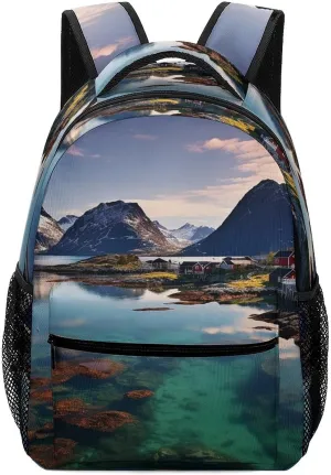 Small Backpacks Personalized Norway Islands Printing Travel Bag Lightweight Travel Backpack For Women Men
