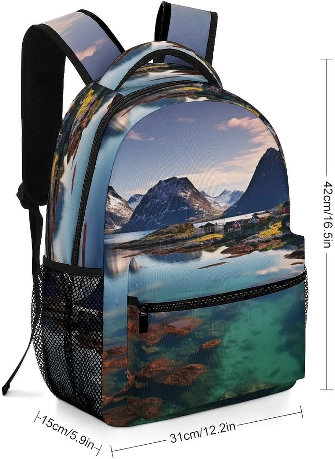 Small Backpacks Personalized Norway Islands Printing Travel Bag Lightweight Travel Backpack For Women Men