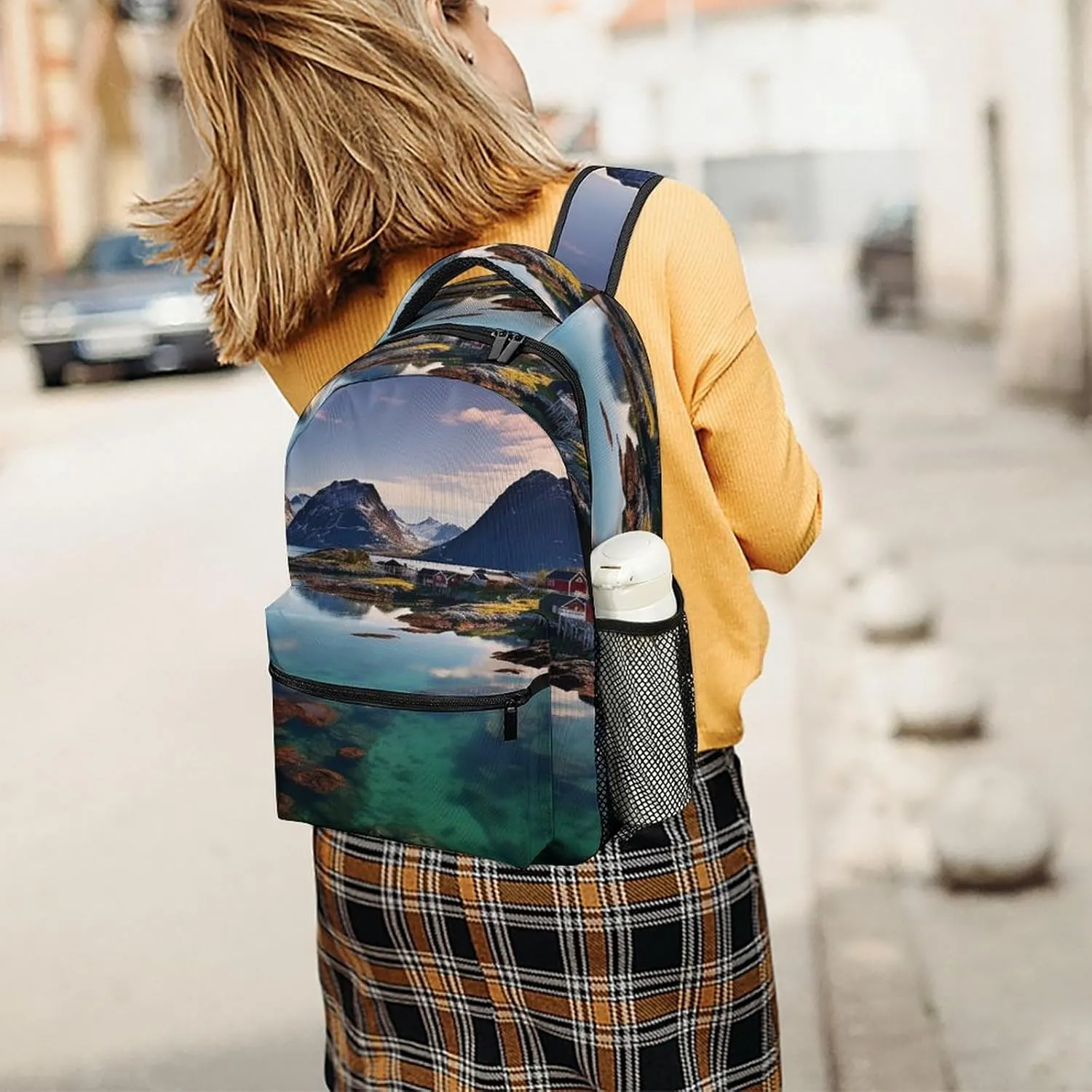 Small Backpacks Personalized Norway Islands Printing Travel Bag Lightweight Travel Backpack For Women Men