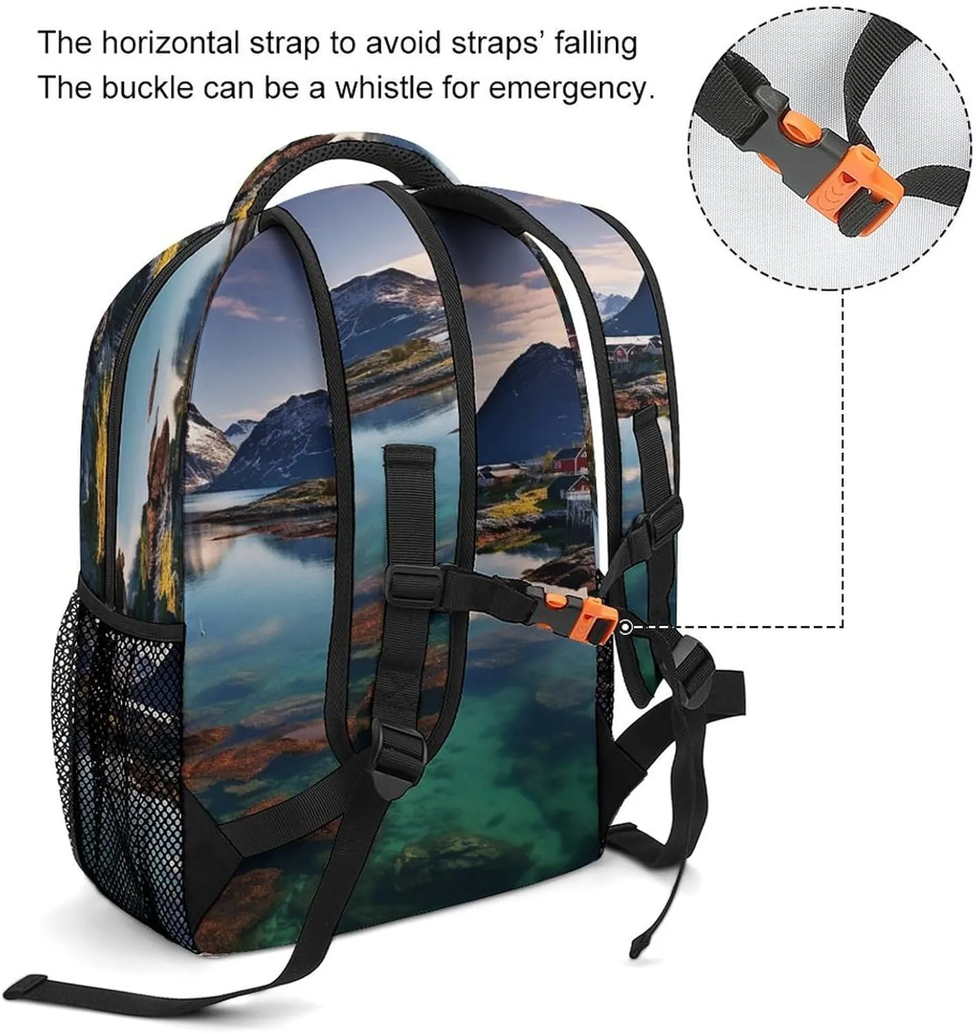 Small Backpacks Personalized Norway Islands Printing Travel Bag Lightweight Travel Backpack For Women Men