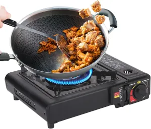 Small Camping Stove, Small Burner Camping Cooking Stove, Portable Single Burner Foldable, Piezo Ignition Outdoor Gear Cooking Tools for Travel Beach Outdoor Cooking Hiking