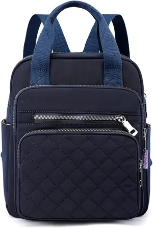 Small Casual Lightweight Backpack for Women, Nylon Hiking Travel Mini Backpack Purse Shoulder Waterproof Daypack (Navy)