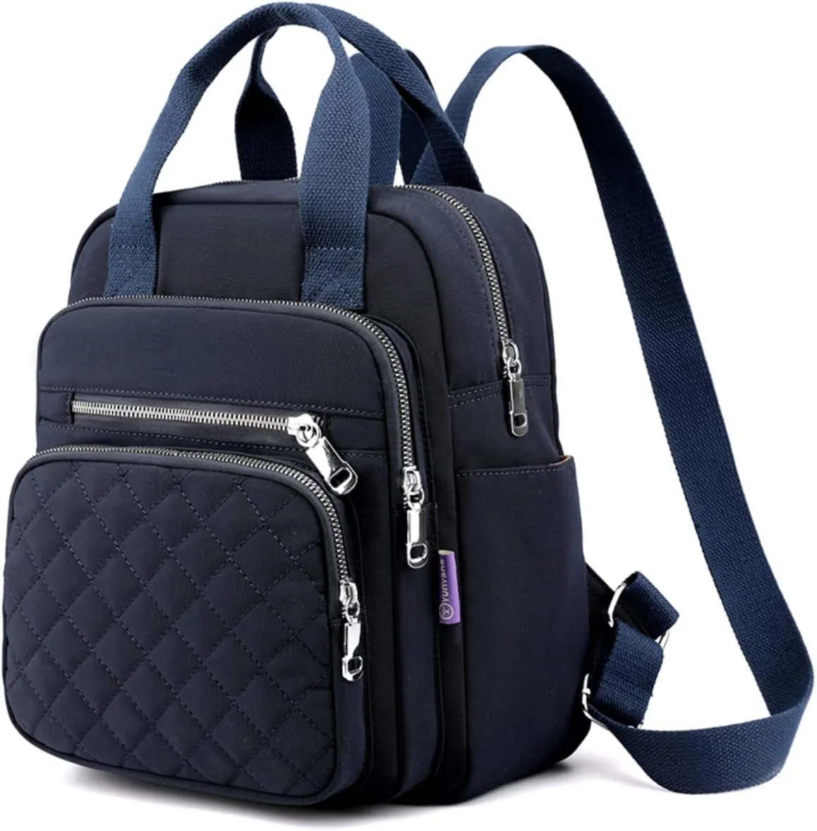 Small Casual Lightweight Backpack for Women, Nylon Hiking Travel Mini Backpack Purse Shoulder Waterproof Daypack (Navy)