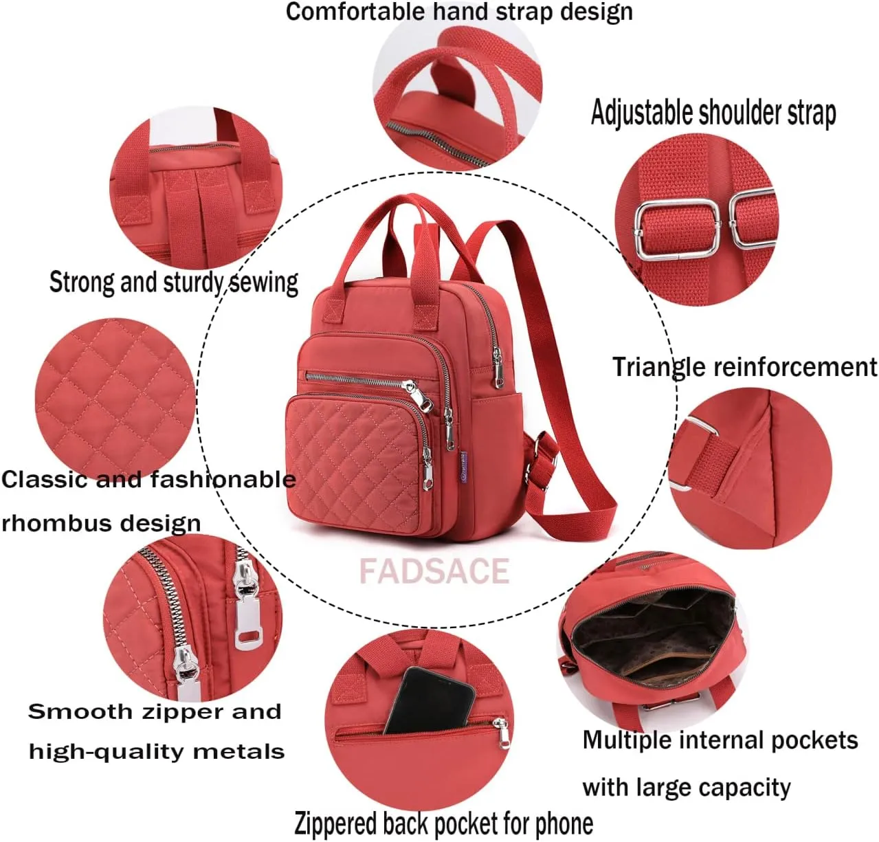 Small Casual Lightweight Backpack for Women, Nylon Hiking Travel Mini Backpack Purse Shoulder Waterproof Daypack (Navy)