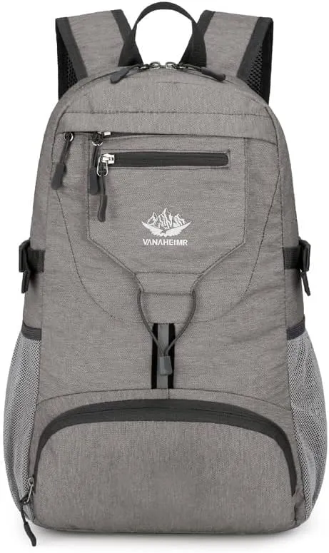 Small lightweight Packable Backpack :20 litre ultra-light foldable hiking camping backpack men's and women's daily bags (gray), 0.29KG