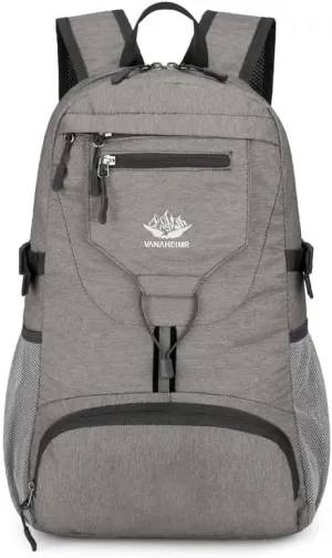 Small lightweight Packable Backpack :20 litre ultra-light foldable hiking camping backpack men's and women's daily bags (gray), 0.29KG