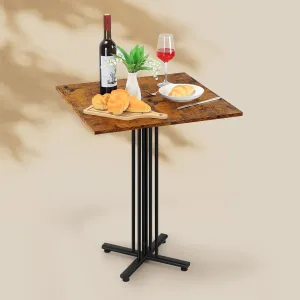 smusei Small Dining Table Square Dining Room Table with A Table Cover Farmhouse Kitchen Table for 2, Dining Table with Sturdy Pedestal Base for Living Room, Cafe, Bistro Outdoor, Rustic Brown