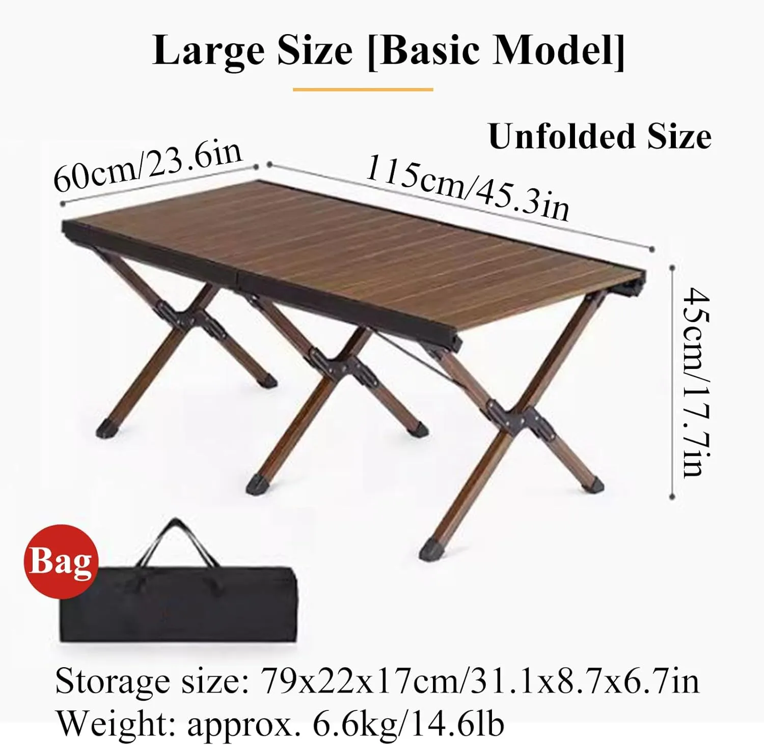 SOBOUR Outdoor Camping Table Aluminum Folding Camping Table Portable Picnic Table Compact Roll Up Desktop with Carry Bag for Camp