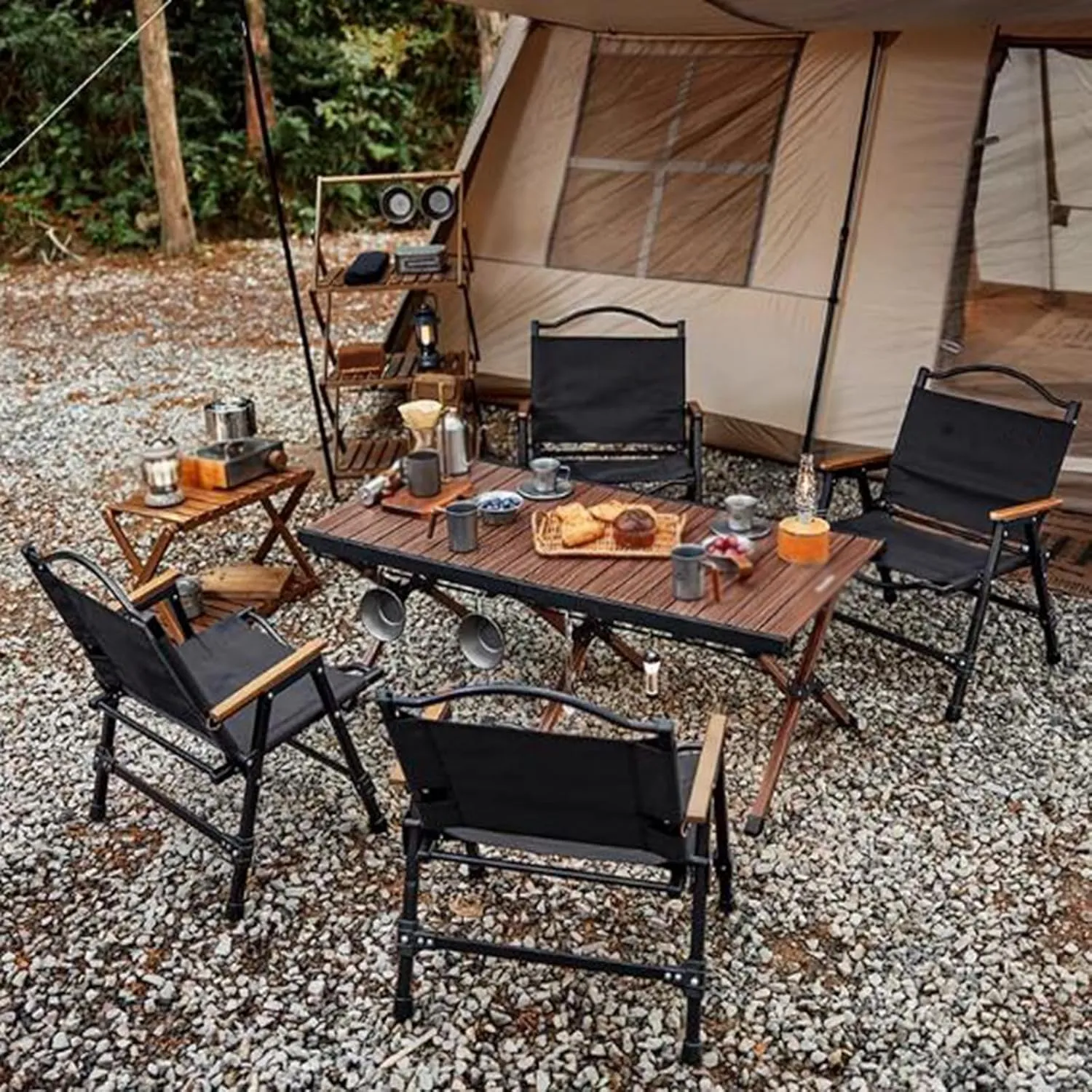SOBOUR Outdoor Camping Table Aluminum Folding Camping Table Portable Picnic Table Compact Roll Up Desktop with Carry Bag for Camp