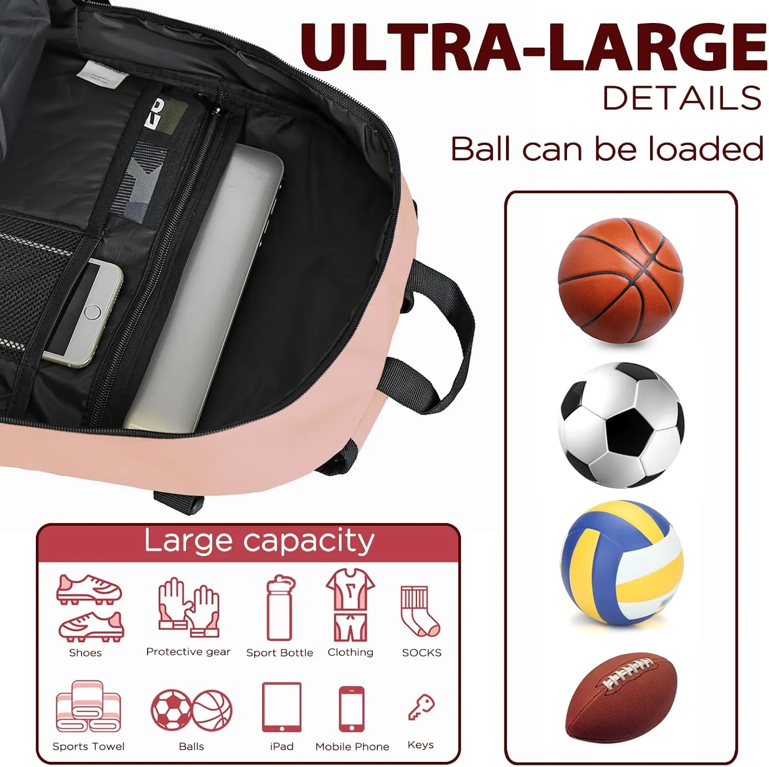 Soccer Backpack,Basketball Backpack for Basketball Accessories Training Equipment Fits Volleyball,Soccer,Sports Gifts