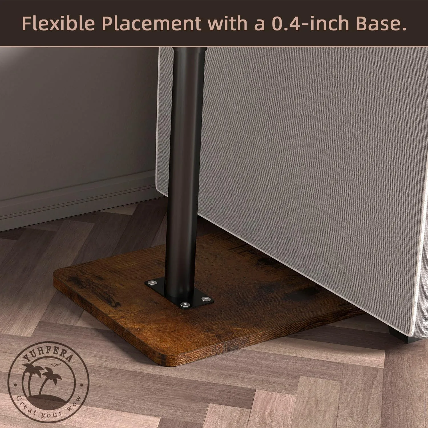Sofa Armrest Tray Table for Couch - 360° Swivel Height Adjustable End for Small Spaces, Snack Side Table for Bed or Chair with Phone & Tablet Slot (Rustic,Standard)
